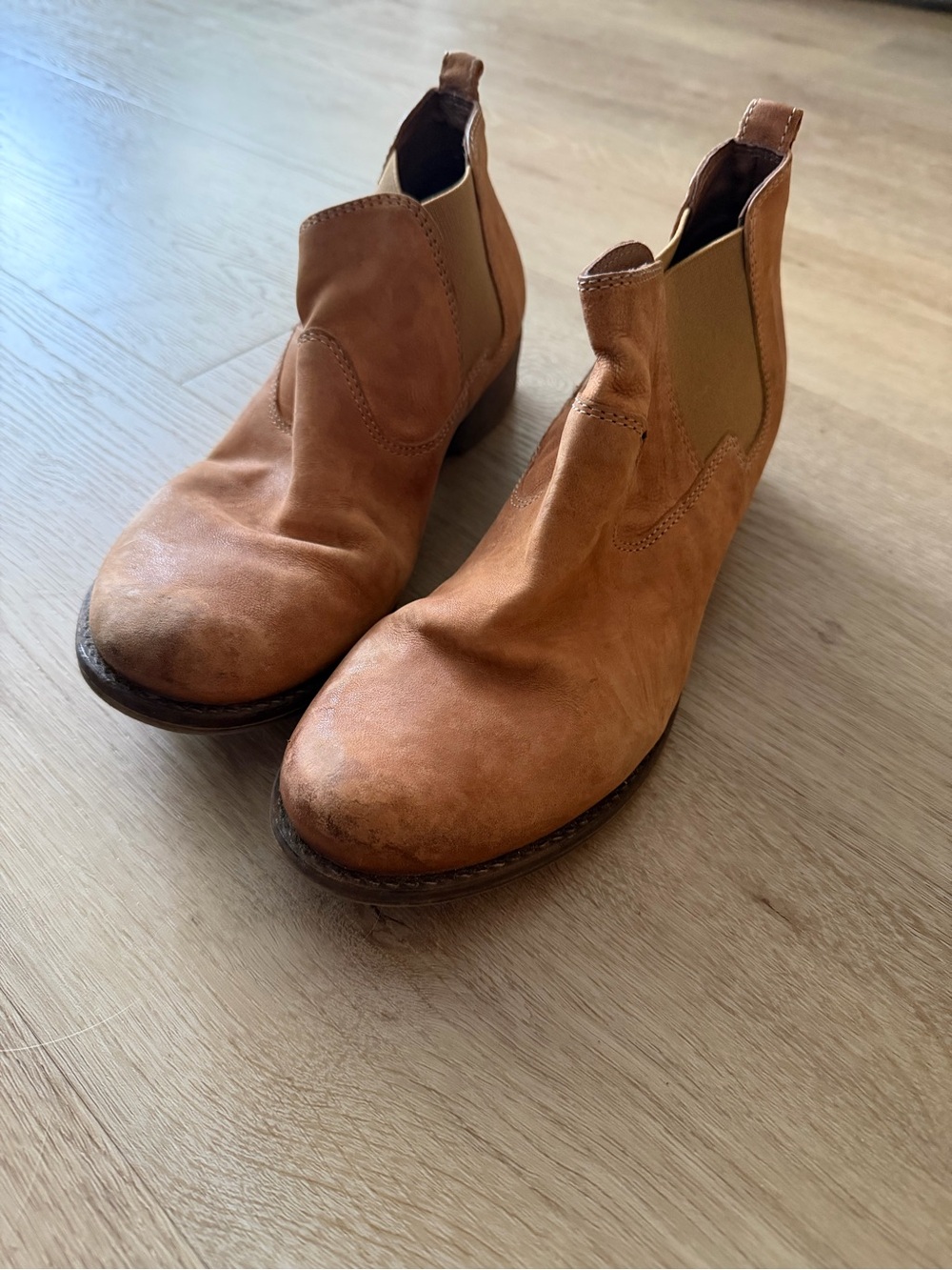 Clark’s - Tan Chelsea Booties with Elastic Panels